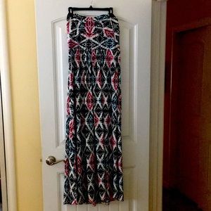 Teal, wine, black and white maxi dress